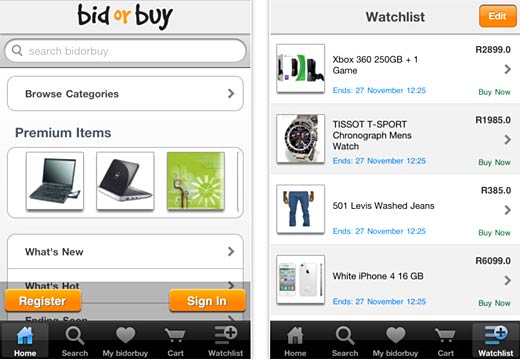 bidorbuy iPhone app